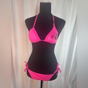 Juicy Couture Hot Pink Rhinestone Cherry Bikini Set - Y2K Viral Style